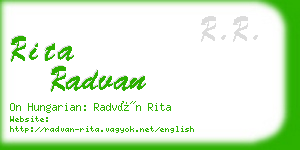 rita radvan business card